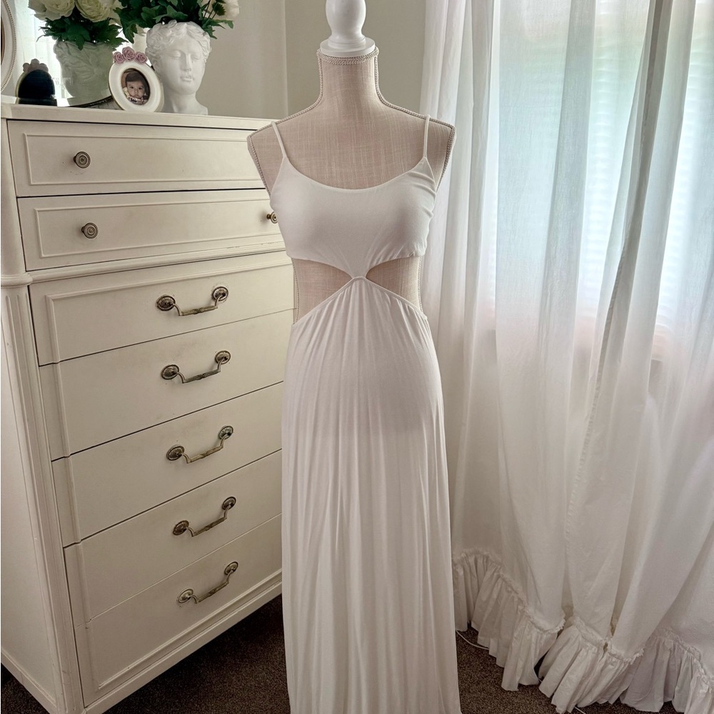 Free People Elegant White Cut-Out Midi Dress